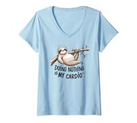 Femme Paresseux amant de dormir est mon cardio drôle paresseux citation T-Shirt avec Col en V