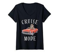 Femme Paresseux animal conduite voiture mode croisière vacances cadeau homme femme T-Shirt avec Col en V