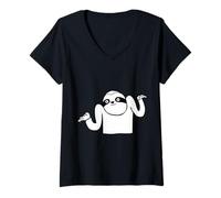 Femme Paresseux Drôle Hausser Épaules Mème Je Sais Pas T-Shirt avec Col en V