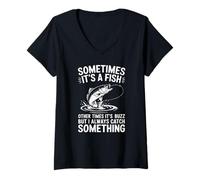 Femme Parfois c’est Un Poisson ou Un Buzz Humour Pêche T-Shirt avec Col en V