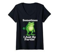 Femme Parfois I Just Be Fartin' Frog Dire Sarcastique drôle T-Shirt avec Col en V