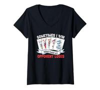 Femme Parfois Je gagne Parfois Mon adversaire perd T-Shirt avec Col en V