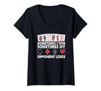 Femme Parfois Je gagne Parfois Mon adversaire perd T-Shirt avec Col en V
