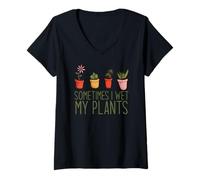 Femme Parfois, Je mouille Mes Plantes drôle Mama Meme T-Shirt avec Col en V