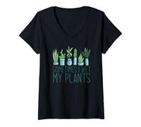Femme Parfois, Je mouille Mes Plantes drôle Mama Meme T-Shirt avec Col en V