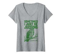 Femme Parfois, Je suis Juste en Train de Juger Owl Funny Retro Meme Vintage T-Shirt avec Col en V