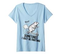 Femme Parfois, Je suis Juste en Train de péter, Mon Ventre Fait Mal à Une marmotte drôle T-Shirt avec Col en V