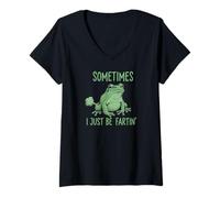 Femme Parfois, Je suis Juste en Train de péter Un mème de Grenouille drôle T-Shirt avec Col en V