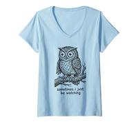 Femme Parfois, Je suis Juste en Train de Regarder Owl Relief T-Shirt avec Col en V