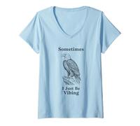 Femme Parfois, Je suis Juste en Train de vibrer Eagle Funny Retro Meme Vintage T-Shirt avec Col en V