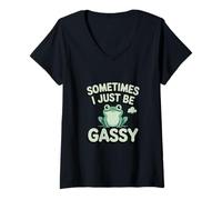 Femme Parfois, Je suis Juste Gassy Frog Meme T-Shirt avec Col en V