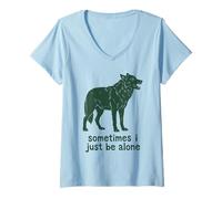 Femme Parfois, Je suis Juste Seule Howling Wolf T-Shirt avec Col en V