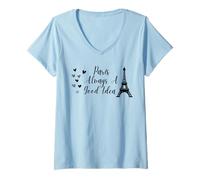 Femme Paris Always A Good Idea Eiffel Tower in France T-Shirt avec Col en V