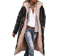 Femme Parka Hiver à Capuche Long Polaire Manches Longues Manteau de Laine Casual Parka Epaisse Chaude Slim Fit Veste en Coton Manteau Longue Militaire Couleur Unie Doudoune Chaude Matelassee