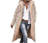 Femme Parka Hiver à Capuche Long Polaire Manches Longues Manteau de Laine Casual Parka Epaisse Chaude Slim Fit Veste en Coton Manteau Longue Militaire Couleur Unie Doudoune Chaude Matelassee