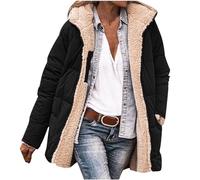 Femme Parka Hiver à Capuche Long Polaire Manches Longues Manteau de Laine Casual Parka Epaisse Chaude Slim Fit Veste en Coton Manteau Longue Militaire Couleur Unie Doudoune Chaude Matelassee