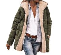 Femme Parka Hiver à Capuche Long Polaire Manches Longues Manteau de Laine Casual Parka Epaisse Chaude Slim Fit Veste en Coton Manteau Longue Militaire Couleur Unie Doudoune Chaude Matelassee