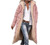 Femme Parka Hiver à Capuche Long Polaire Manches Longues Manteau de Laine Casual Parka Epaisse Chaude Slim Fit Veste en Coton Manteau Longue Militaire Couleur Unie Doudoune Chaude Matelassee