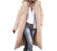 Femme Parka Hiver à Capuche Long Polaire Manches Longues Manteau de Laine Casual Parka Epaisse Chaude Slim Fit Veste en Coton Manteau Longue Militaire Couleur Unie Doudoune Chaude Matelassee