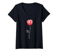 Femme Parkinson Disease Awareness Tulip - April National Month T-Shirt avec Col en V