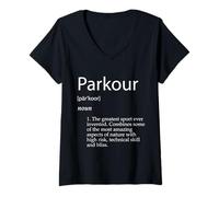 Femme Parkour Definition Urban Jumping Freerunning Gear Parkour T-Shirt avec Col en V