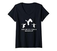 Femme Parkour Demandez-moi si je peux faire un backflip Funny Parkour T-Shirt avec Col en V