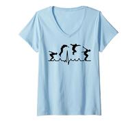 Femme Parkour grimpeur coureur Course obstacles Cardiogram Parkour T-Shirt avec Col en V