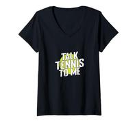Femme Parle-moi du tennis T-Shirt avec Col en V