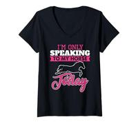 Femme Parler Aux Chevaux Seulement Humour Équestre T-Shirt avec Col en V