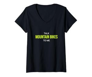 Femme Parlez de vélos de Montagne à Moi | Funny Rider T-Shirt avec Col en V
