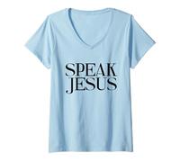 Femme Parlez Le nom de Jésus au-Dessus de Tous Les Noms Chrétien inspirant T-Shirt avec Col en V