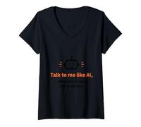 Femme Parlez-Moi comme Un Robot optimiste doté d'une IA T-Shirt avec Col en V