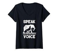 Femme Parlez pour Ceux Qui n'ont Pas de Voix Elephant Wolf Save Animal T-Shirt avec Col en V