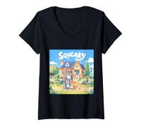 Femme Parodie de Dessin animé de la Famille Squeaky Mouse T-Shirt avec Col en V