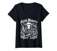 Femme Parodie de Santa Muerte Santa Moerte T-Shirt avec Col en V