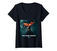 Femme Parodie épique de héros de chien - Art moody Cityscape & Fire Symbol Art T-Shirt avec Col en V