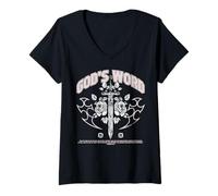 Femme Parole de Dieu - Verset de la Bible chrétienne Foi T-Shirt avec Col en V
