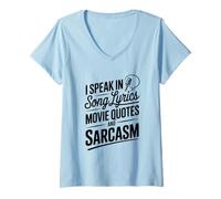 Femme Paroles de Chanson I Speak in Song Citations de Film et Humour Sarcasme T-Shirt avec Col en V