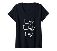 Femme Paroles de Lay Lady Lay T-Shirt avec Col en V