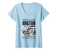 Femme Parrain Breton Motard Idée-Cadeau Breizh Baptême en Bretagne T-Shirt avec Col en V