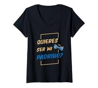 Femme Parrain Mexicain ou Mejor TIO ou Quieres ser mi Padrino T-Shirt avec Col en V