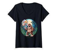 Femme Party Like a Sasquatch - Bigfoot Ballon Bash Under the Moon T-Shirt avec Col en V