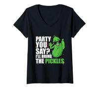 Femme Party You Say Ill Bring The Pickles Concombre Légumes Pickl T-Shirt avec Col en V
