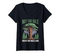 Femme Pas à Vendre Protégez nos Terres publiques Amusant Sauver la Nature T-Shirt avec Col en V