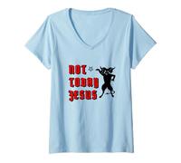 Femme Pas Aujourd'hui Jésus T-Shirt avec Col en V