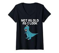 Femme Pas aussi vieux que j'en ai l'air, papa dinosaure grand-père T-Shirt avec Col en V