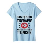Femme Pas Besoin De Thérapie Aller en Tunisie Cadeau Tunisien T-Shirt avec Col en V