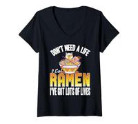 Femme Pas Besoin Vie Je Mange Ramen AI Vies De Chat T-Shirt avec Col en V