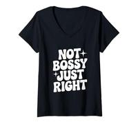 Femme Pas Bossy, Juste Assez drôle pour Les Femmes Fortes T-Shirt avec Col en V