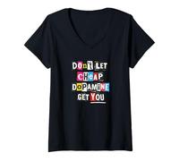 Femme Pas Cher Dopamine Detox Motivation Rançon Note Citation T-Shirt avec Col en V